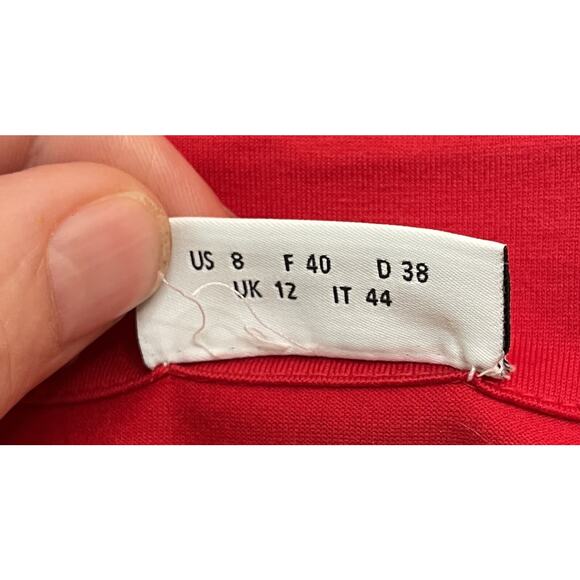 Akris Punto Red Knit SS Top US 8 Square Neckline Cotton Spandex - Picture 7 of 9